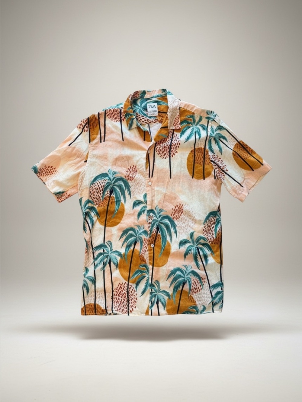 Zara Tropical Palm Tree Resort Button Up Shirt Women’s Size Large